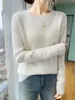 Suéter de Cachemira para Mujer, Capa Base Cálida, Manga Larga, Cuello Redondo, Adelgazante, Estilo Nuevo Primavera Otoño, Top Versátil para el Uso Diario Casual