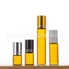 Frasco de Perfume com Óleo Essencial Rolo de Esfera Vidro Frasco Dispensador Marrom À Prova de Luz Aplicador com Rolo de Esfera Portátil para Viagem Frasco de Amostra de Essência