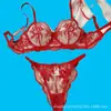 2024 Más Vendido Comercio Exterior Bordado Floral Malla Transparente Sexy Cómodo Acolchado Simple y Elegante Conjunto de Lencería
