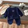 Traje de Moda Nuevo de Primavera y Otoño para Niños Niños y Niñas Sudadera con Estampado de Letras Cuello Redondo Ropa Deportiva de Dos Piezas Moda para Salir