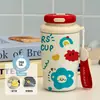 Nova caneca térmica e que mantém o frio, design de maçã arco-íris com ponto vermelho, um presente para meninas, portátil para uso ao ar livre, caneca de café estilosa para estudantes