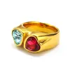 Diseño de nicho ins europeo y americano lujo ligero anillo de titanio y acero con gema en forma de corazón moda femenina corazón anillo de oro de 18 quilates al por mayor