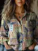 (Nuevo Color) Moda Femenina de Amazon Transfronteriza Nueva Primavera/Verano 2025 Versátil para Todo, Estampado Casual con Solapa