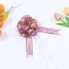 Modelo Nuevo 50 # Tamaño Mediano Tul Cepillado con Borde Dorado Flor de Bola 3D para Decoración de Coche de Boda, Empaque de Regalo con Flores y Arreglo Floral.