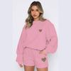 2025 Moda Nueva Tendencia Callejera Europea y Americana Sudadera con Estampado de Leopardo Estampado de Corazón Pantalones Deportivos Traje de Felpa para Mujer