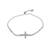 Pulsera de Cruz de Circonita Chapada en Oro Real de 14 Quilates Estilo Lujo Ligero Retro Europeo y Americano Exquisita Joyería de Nicho de Alta Gama para Mujeres
