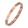 Pulsera de aleación de zinc con tres piedras en forma de pez para niñas, moda transfronteriza, color cobre rojo antiguo, cierre magnético, venta al por mayor
