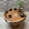 Mesa de Té de Madera de Alcanfor Talla de Raíz Madera Maciza Mesa de Café Pequeña Estilo Shaji B&B Sala de Estar Ventana Saliente Tatami Mesa Pequeña