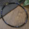 Nuevo Collar de Piedras Naturales con Onyx Negro, Piedra Volcánica y Piedra de Puntos Azules, Estilo Bohemio para Hombre, Collar de Vacaciones