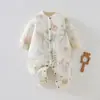 Macacão Acolchoado Bebê Outono/Inverno 120g Macacão Quente para Bebê Roupa de Engatinhar para Recém-nascido Macio Roupas de Bebê para Exterior Justo ao Corpo