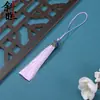 Colgante con borla de flecos de seda helada y corona de cloisonné de estilo antiguo para decoración de abanico Hanfu, marcapáginas, peine, adorno colgante