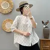 Blusas Wholesale del Sudeste Asiático, Camisas de Manga Tres Cuartos para Mujer, Ropa de Verano Holgada Artística Tallas Grandes para Mujer, Blusas Casuales con Cuello en V para Mujer