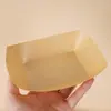 Caja con Forma de Barco de Papel Kraft, Grado Alimenticio, Bandeja Abierta sin Doblar, Plato para Barbacoa, Caja para Llevar de Papas Fritas, Nuggets de Pollo, Salchicha a la Parrilla