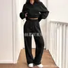 Amazon Europeia e Americana Transfronteiriça Outono e Inverno Novos Tops Casuais Curtos Estilo Hot Girl Calças de Bolso de Manga Longa Conjuntos Femininos