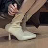 Design Estilo Britânico Salto Alto Elástico Botas Finas Femininas 2024 Outono Novo Sexy Bico Fino Combina com Tudo Salto Fino Botas Meia Femininas