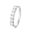 Anillo de Plata 925 con Circonita Microincrustada, Fila Única de Diamantes, Anillo Cerrado de Moda para Commuter Estilo OL, Accesorio Versátil para el Dedo Índice
