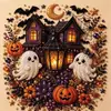 Bestseller transfronteiriço: Pintura de diamante de pérola e diamante de Halloween gato preto lua decoração de casa ornamento de janela arte DIY decoração