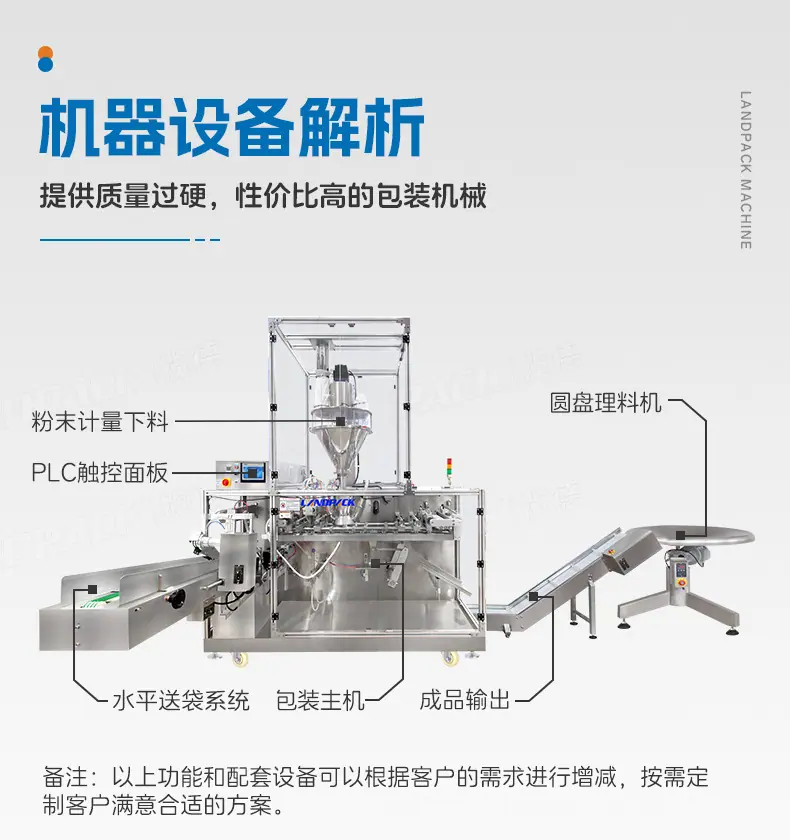 LDSP-260D水平给袋机+充氮气+2个灌装工位+双联袋(
