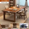 Escritorio de Madera Maciza para Sala de Estar, Escritorio Largo Grande, Mesa de Lectura y Estudio, Banco de Trabajo Doble para Computadora en Casa, Mesa Larga