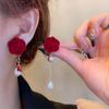 Pendientes Festivos Rojos de Año Nuevo para Mujer Pendientes de Temperamento de Alta Gama Nuevos Pendientes Calientes de Otoño e Invierno Pendientes de Boda de Año Nuevo