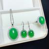 Conjunto de três peças de calcedônia natural caixa de presente cabaça tesouro garrafa pingente anel feminino esmeralda verde ágata jade joias