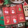 6 pcs/conjunto Natal criativo pintura a óleo cartão de felicitações saco de presente de feriado decoração cartão de bênção infantil cartão de agradecimento
