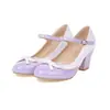 Nuevos zapatos de moda británica con hebilla de charol a juego de color, tacones altos gruesos 32-48 Zapatos de comercio exterior de Amazon