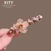 Pinza para el Cabello de Flor de Cristal de Moda Estilo Nuevo Elegante Pinza para Flequillo Lateral Pinza de Pico de Pato de Lujo Ligero Pinza Recta para la Parte Posterior de la Cabeza Accesorios para el Cabello