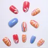 24 piezas de uña postiza para llevar transfronteriza acabado nuevo estilo dulce y encantador color graffiti arte de uñas desmontable