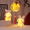 Linterna del Festival de Medio Otoño Hecha a Mano DIY para Niños Linterna de Proyección de Conejo de Doble Cara Estilo Antiguo Paquete de Materiales para Jardín de Infancia