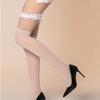 Estilo Japonés Sexy Encaje Brillo Aceite Caña Larga Calcetines de Tirantes Calcetines de Caña Alta con Capucha Por Encima de la Rodilla Nightclub Calcetines Negros de Seda con Lado Rojo para Mujer
