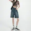Moda verão 2022 nova ins shorts jeans retos femininos design solto finos shorts de cintura alta