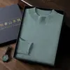 Suéter de cachemira de cuello alto medio para hombre, capa base de lana simple para otoño e invierno, suéter de punto holgado