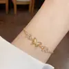 Pulsera Mariposa Exquisita Microincrustada de Lujo Ligero Estilo Francés, Moderna y Versátil, Joyería Creativa de Pulsera de Extracción