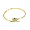 Nueva Pulsera Abierta Creativa Personalizada en Forma de Serpiente con Alto Color Europeo y Americano Transfronterizo Cobre Chapado en Oro Real Microincrustación de Zircón para Mujer