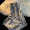 Jeans de cintura elástica moda mujer ins tubo recto ancho sueltos verano finos 2023 nuevos pierna ancha cordón primavera y otoño pantalones