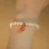 Pulseira Pequena de Cobre Pêssego Feminina Pulseira de Citrino Imitação Feminina Design de Nicho Ins Pêssego Estilo Chinês Novo Simples