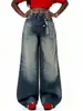 Jeans vintage europeu e americano transfronteiriço para mulheres, primavera e outono, corte reto solto, moda de rua europeia e americana da moda