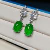 Pendientes de Plata de Ley 925 Chapada con Calcedonia Verde Hielo Incrustada Ágata Blanca Pendientes de Botón de Jade Versátiles para Mujer Suministro para Transmisión en Vivo de Joyería