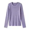 Camiseta interior de seda y lana para otoño e invierno para mujer, modelo nuevo 2026, suéter de punto simple y versátil, top ajustado de cuello redondo suave