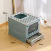 Caixa de areia para gatos extra grande, vaso sanitário para gatos totalmente fechado, bandeja de areia para gatos estilo gaveta anti-respingo, suprimentos para gatos à prova de odor