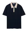 Camisa Polo Retro Americana de Color Bloque con Cuello, Cremallera y Manga Corta, Versátil para Campus, Viajes, Citas y Uso Diario, Top Casual Holgado