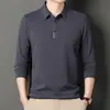 Camiseta de Manga Larga Nueva Transfronteriza 2025 para Hombre, Primavera y Otoño, Cuello Simple Versátil de Algodón, Camisa Polo para Hombre