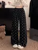 Calça macia com laço para mulheres 2026 nova primavera e outono cintura alta petite casual solta estilo boyfriend calça pantalona