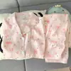 Cardigan de algodón nube con solapa, pijama de alta calidad directo de fábrica para mujer, conjunto de ropa para el hogar de manga larga y pantalón largo para primavera y otoño