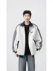 Moletom com retalhos e forro de fleece para uso transfronteiriço para homens, top estilo universitário coreano para outono e inverno, jaqueta americana elegante de alta qualidade