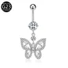 Anel de umbigo de liga de titânio G23 borboleta cravejada com zircônia Moda Europeia e Americana F136 joias para piercing Atacado transfronteiriço da Amazon