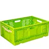 Cesta plástica dobrável, cesta de frutas, cesta de vegetais, cesta verde extra grossa para exposição, cesta de giro para exposição e promoção de loja de frutas de supermercado