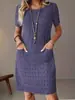 Roupas Femininas Europeias e Americanas de Venda Quente Transfronteiriça para 2025 em Plataformas Independentes e Amazon: Vestido de Cor Sólida com Gola Redonda, Franzido, Manga Longa e Caimento Justo