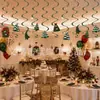 Banderín navideño y de cumpleaños transfronterizo en tonos verde fresco, banderín de letras, adorno colgante en espiral, topper para pastel y arreglo decorativo